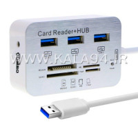 هاب و ریدر COMBO USB 3.0/3.1 قدرت انتقال 5GB/10GB / کابل 30 سانتی ضخیم و مقاوم / هاب 3 پورت USB 3.0 و ریدر 4 کاره / دارای ورودی آداپتور / پرسرعت بدون افت کیفیت